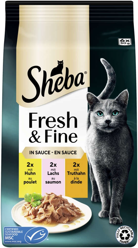 Sheba Katzen-Nassfutter Fresh+Fine Pack Huhn, Lachs & Truthahn